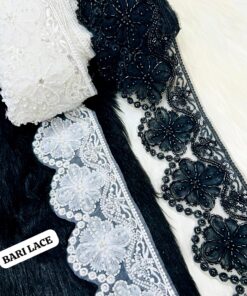 Hand-Beaded 3D Floral Appliqué Lace