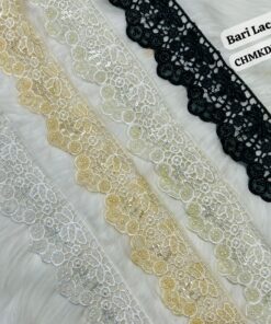 Delicate Swirl And Pearl Cutwork Lace
