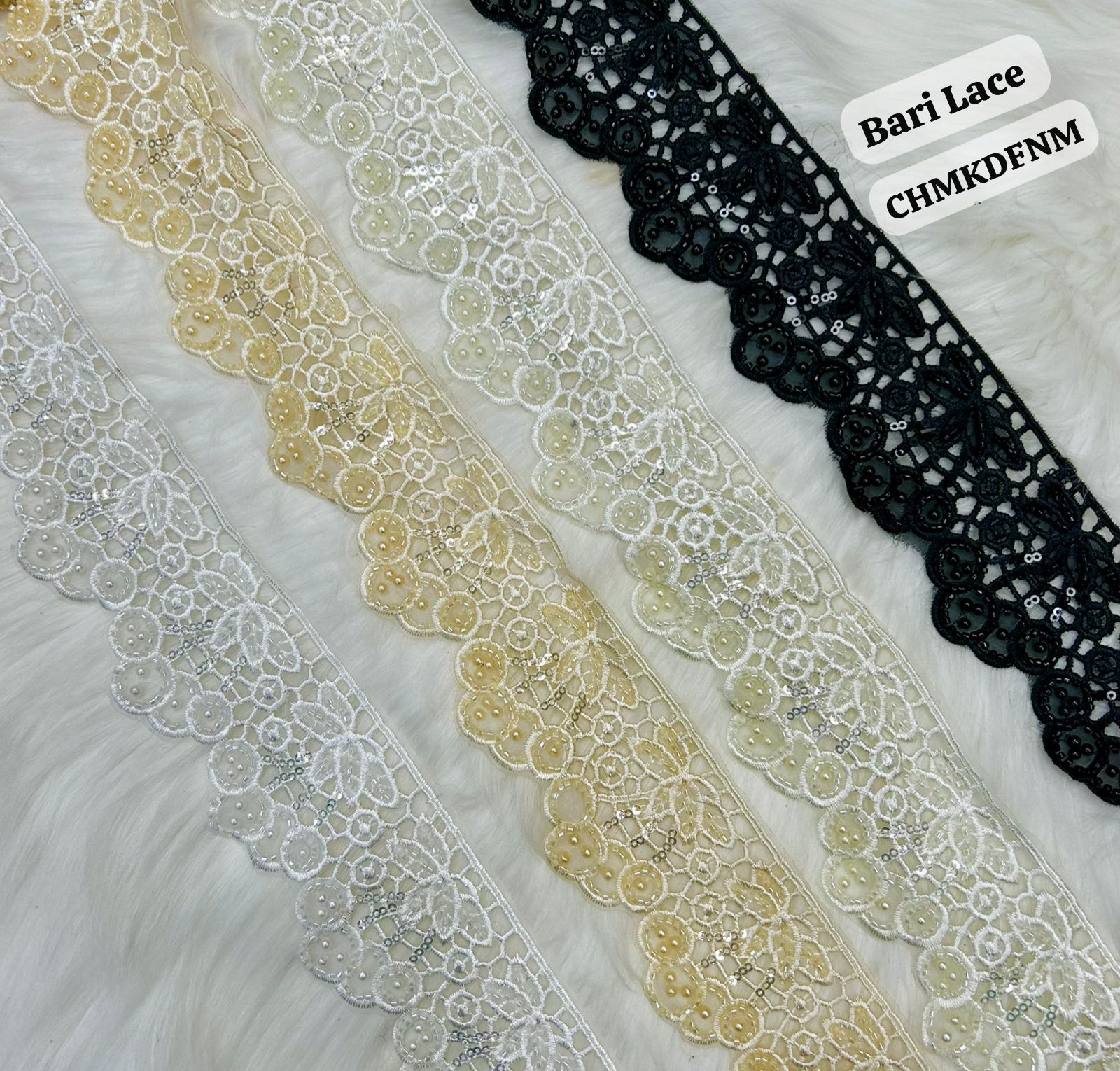 Delicate Swirl And Pearl Cutwork Lace