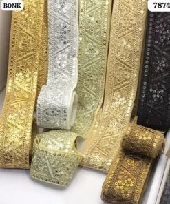 BONK 7874 Floral Vine Sequin Lace Border