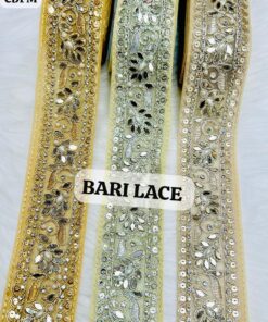 Intricate Vine And Sequin Embroidery Border