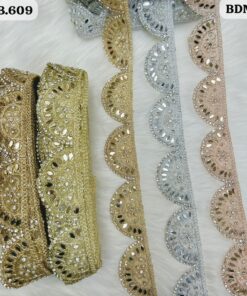 MB.609 BDMK Heavy Mirror And Bead Work Lace Trim