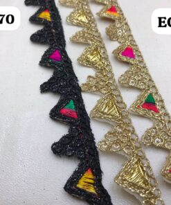 Geometric Triangle Cut-Work Lace in Gold and Black