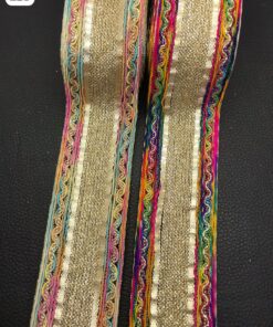 EBF Textured Metallic Ribbon with Rainbow Zig-Zag