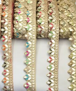 Gold Tulip-Motif Embroidered Lace