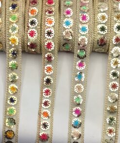 Floral Mirror-Effect Embroidered Trim