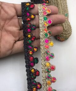 Bubbled Pom-Pom Style Floral Embroidery Lace