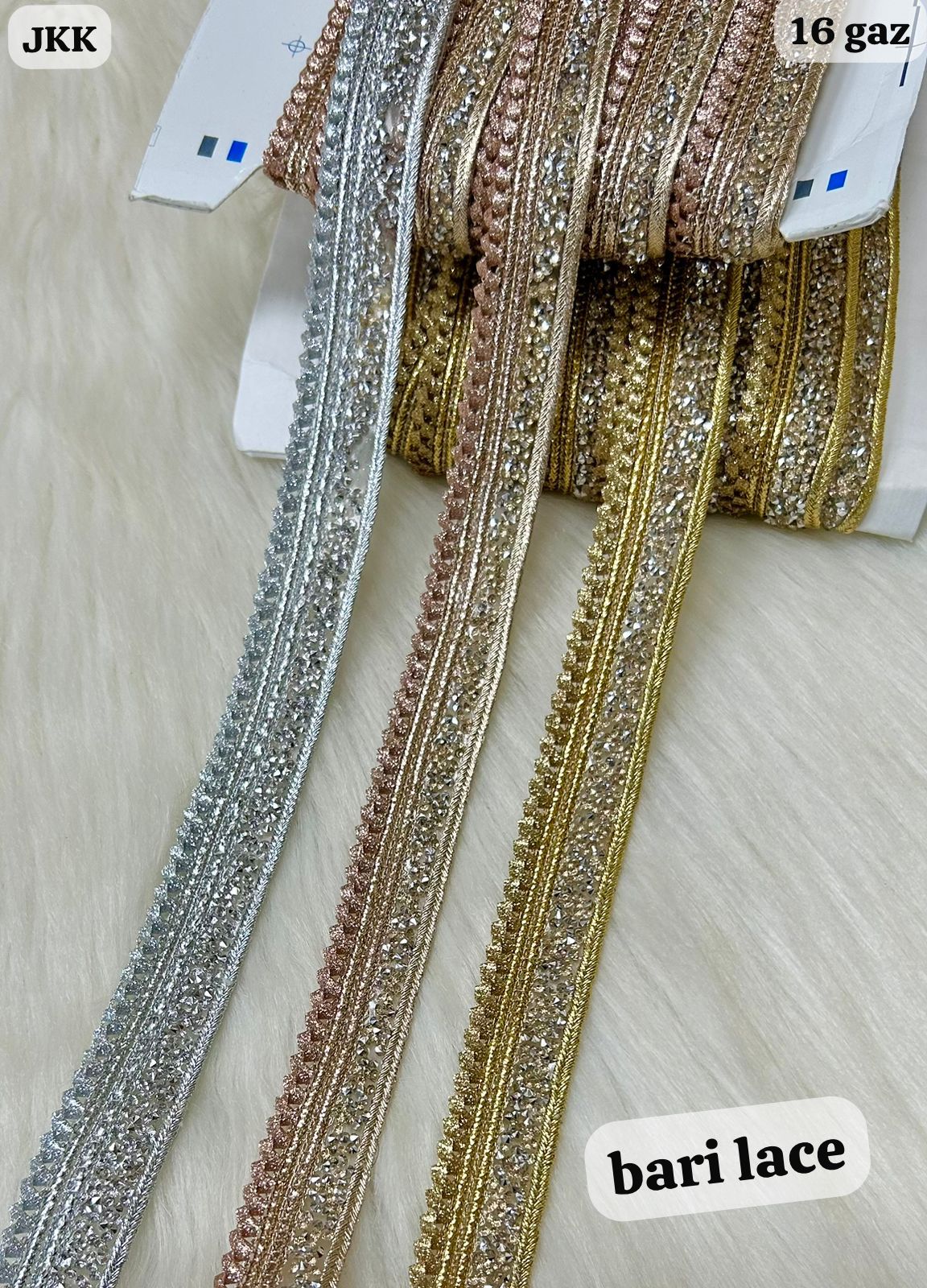 JKK Triple-Tone Metallic Gota Lace (16 Gaz)