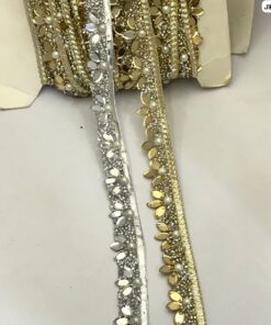 JKM Floral Petal And Pearl Embellished Lace