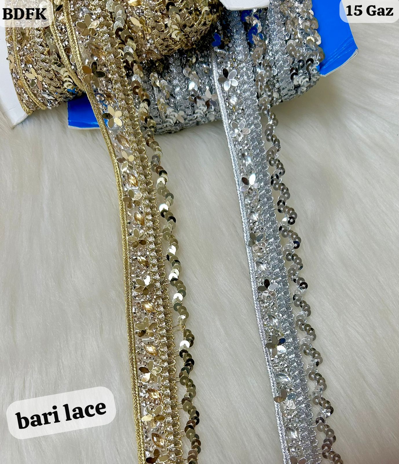 BDFK Sequin-Fringed Crystal Border (15 Gaz)