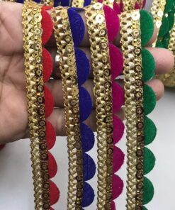 Scalloped Sequin Edge Velvet Ribbon